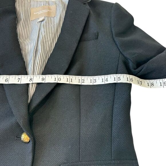 Banana Republic Black Wool Herringbone Elbow Patches Preppy Tailored H Jacket 2 - Picture 12 of 13
